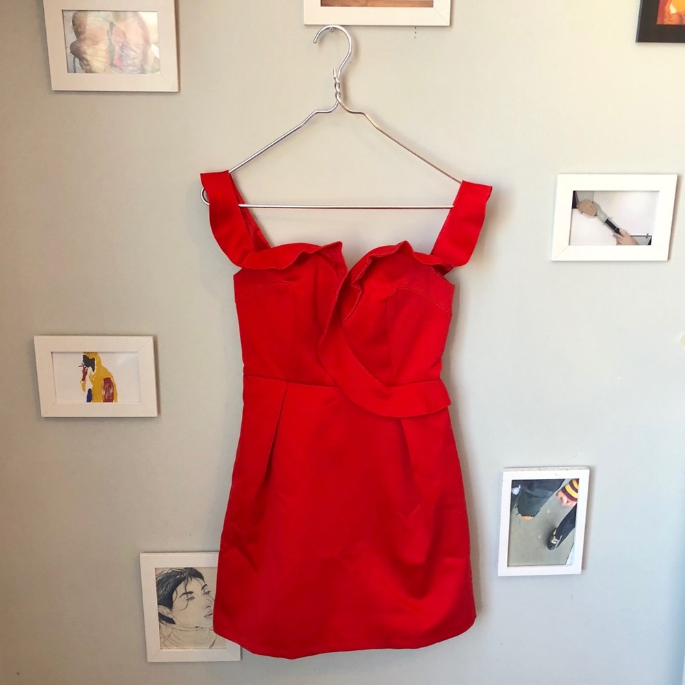 [ new ] Topshop Ruffle Bardot Mini Dress - Picture 6 of 8